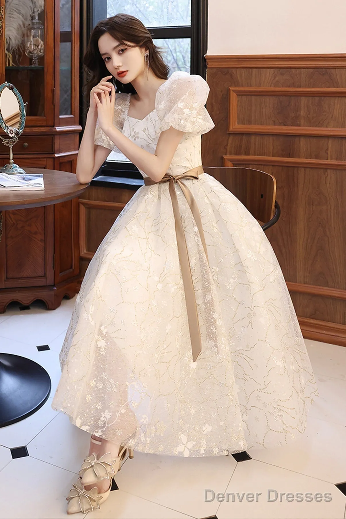 White A-Line Short Prom Dresses, White Party Dresses