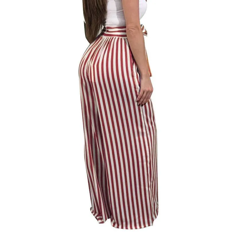 WIDE LEG STRIPED TROUSERS