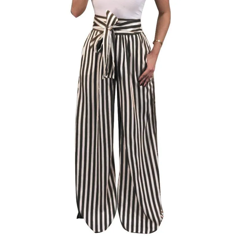 WIDE LEG STRIPED TROUSERS