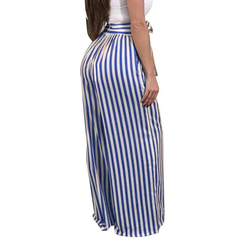 WIDE LEG STRIPED TROUSERS